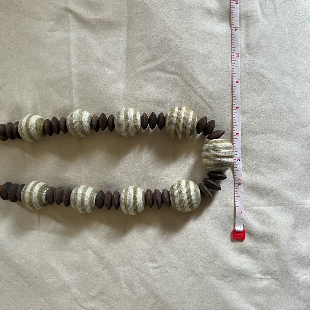 Boho Vintage Striped Chunky Wood Beaded Necklace - Picture 7 of 7